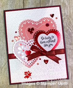 a valentine's day card made with stampin'up heart punch dies