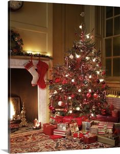 a decorated christmas tree with presents under it