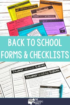 back to school forms and checklists with text overlay