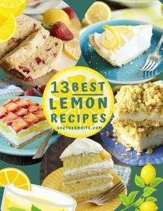 a collage of lemon desserts and cakes with the words best lemon recipes on them