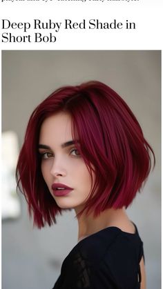 Red Hair Colour For Short Hair, Red And Blonde Bob, Red Bob With Bangs, Hair Dye Ideas Short Hair, Dark Red Bob, Burgundy Short Hair, Shoulder Length Red Hair, Red Bobs, Paprika Hair Color