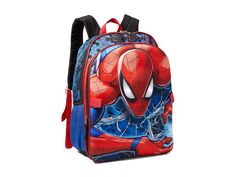 BIOWORLD Kids Spider-Man Backpack Set (Little Kid/Big Kid) - Backpack Bags : Red : Get your little superhero ready for the school year with the BIOWORLD Kids Spider-Man Backpack Set. Featuring a top zipper closure with dual padded shoulder straps, top carry loop, exterior front zipper pocket, mesh water bottle pocket, and allover graphic print. Lunchbox and matching pencil pouch included. Detachable keychain. Polyester. Imported. Measurements: Bottom Width: 12 in Middle Width: 11 in Top Width: 9 1 2 in Depth: 6 in Height: 15 1 2 in Strap Length: 30 1 2 in Strap Drop: 14 1 2 in Handle Length: 7 in Handle Drop: 3 1 2 in Weight: 14.5 oz Spiderman Backpack, Marvel Young Avengers, Kids School Backpack, Backpack Set, Backpack Free, Young Avengers, School Backpack, Pencil Pouch, Kids Backpacks