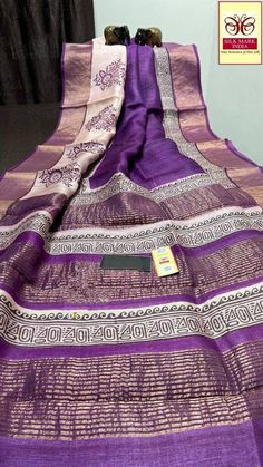 Item...Gachhi tussar silk saree Silkmark certified Work...Hand block print Length....Saree 5.5 mtr Bp...1 mtr Care....Dry wash Dhakai Jamdani Saree, Designer Bridal Lehenga, Hand Painted Sarees, New Business Ideas, Traditional Saree, Party Wear Saree, Engagement Ceremony, Jamdani Saree, Mothers Day Special