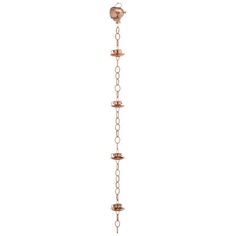 a long metal chain with two candles hanging from it's end, on a white background