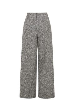 Crafted with the finest materials, these pants exude elegance and exclusivity. With a wide-leg design and timeless tweed fabric, they offer both comfort and style. Elevate your wardrobe with these chic pants. Luxury Wool High-waisted Wide Leg Pants, Luxury High-waisted Wool Wide Leg Pants, Elegant Tweed Bottoms For Business Casual, Elegant Wool Pants With Herringbone Pattern, Elegant Herringbone Pattern Pants For Fall, Elegant Herringbone Pants For Fall, Chic Tweed Pants For Workwear, Elegant Tweed Trousers, Formal Tweed Bottoms