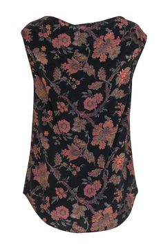 Add some romantic vibes into your casual wardrobe with this lovely blouse from Theory! Featuring a bold and moody floral print, the whimsical feel of this lightweight silk top is perfect for any bohemian babe who loves her flower power. Pair with skinny jeans, booties, and an oversized cardigan to complete your free spirit look. Size S 100% Silk Unlined Pullover Round neckline with tie Sleeveless Bust 34" Waist 33.5" Shoulder to hem 25" Sleeveless Silk Top With Floral Print, Multicolor Floral Print Viscose Blouse, Bohemian Silk Top With Floral Print, Elegant Floral Print Sleeveless Blouse, Silk Floral Print Beach Top, Elegant Sleeveless Blouse With Floral Print, Floral Print Viscose Blouse For Summer, Bohemian Floral Print Sleeveless Blouse Tank Top, Bohemian Floral Print Sleeveless Tank Top