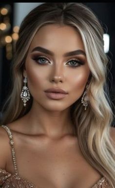 Bridal Make Up Looks Wedding Day, Glam Bride Makeup Hooded Eyes, Wedding Eyeshadow Looks, Boho Bride Makeup, Bold Wedding Makeup, Fall Wedding Makeup For Bride, Full Face Makeup Looks, Full Glam Bridal Makeup, Hollywood Glam Makeup