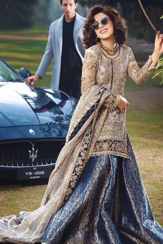 Designer Wedding Party Gharara Shirt Nameera By Farooq, Gharara Designs, Heavy Dresses, Pakistani Wedding Outfits, Pakistani Bridal Wear, Pakistani Dress Design, Asian Outfits