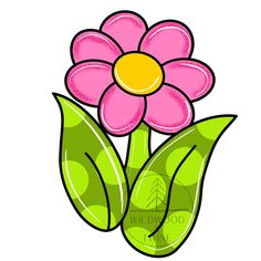 a pink flower with green leaves on it