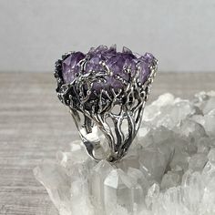 Huge Druzy amethyst ring Sterling silver Purple raw stone | Etsy Nature-inspired Purple Sterling Silver Jewelry, Mystical Amethyst Ring In Sterling Silver, Silver Amethyst Ring As A Gift, Amethyst Crystal Ring With Natural Stones, Silver Amethyst Ring With Stones As A Gift, Amethyst Jewelry With Raw Stone For Healing, Mystical Sterling Silver Amethyst Ring, Silver Amethyst Ring Perfect For Gifting, Fine Jewelry Amethyst Stones