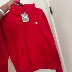 A Singular Red Champion Sweatshirt.Reverse Weave Champion Sweatshirt (Pullover). Its A Medium. New Condition And Has Never Been Worn. Has The Tags. 100% Authentic. Red Long Sleeve Fleece Sweatshirt, Red Winter Tops With Ribbed Cuffs, Red Cotton Sweatshirt For Winter, Red Fleece Sporty Sweater, Red Fleece Winter Sweater, Red Tops For Winter Streetwear, University Red Sweatshirt With Ribbed Cuffs For Winter, University Red Winter Sweatshirt With Ribbed Cuffs, Winter University Red Sweatshirt With Ribbed Cuffs