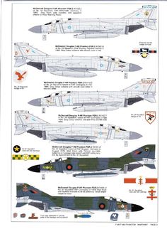 an airplane is shown with different markings on the front and back sides, as well as other