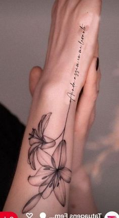 a woman's arm with a flower on it and the words, i love you to