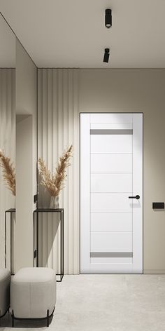 Perla Vetro Snow White Frameless Belldinni Modern Interior Door  | Buy Doors Online Modern Interior Door, Invisible Hinges, Frameless Door, Timeless Interior Design, Apartment Door, Timeless Interior, Sleek Aesthetic, Solid Core, Scandinavian Interior Design