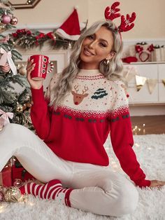 Cozy Christmas Outfit, Winter Date Outfits, Cute Christmas Sweater, Party Outfits For Women, Outfit Looks, Christmas Outfits Women, Dress With Shawl