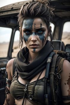 Apocalyptic Survivor, Tattoo Real, Mad Max Costume, Fallout Wasteland, Cyberpunk Jacket, Viking Warrior Woman, Hairstyle Ideas Easy, Festival Clothes, Post Apocalyptic Fashion