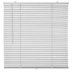 a white window blind with horizontal blinds on the top and bottom, in front of a white background