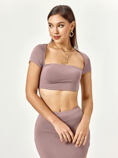 Shop Tie Back Cut Out Crop Top&Split Thigh Bodycon Skirt now at Partheafashion. You can also choose more fashion style.