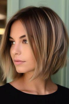 Textured Bobs, Rambut Brunette, Chin Length Haircuts, Stacked Bob Haircut, Chin Length Hair, Bob Haircut For Fine Hair, Colour Ideas, Hair Color And Cut