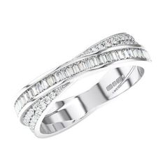 ad eBay - 2.5 MM 18K White Gold, 100% Natural Round & Baguette Diamond Half Eternity Ring - Buy Now, click the link (eBay)