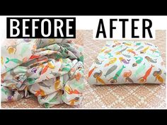 the before and after photo shows how to use fabric