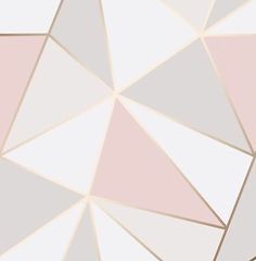 an abstract pink and white wallpaper with geometric shapes in shades of grey, beige and light pink