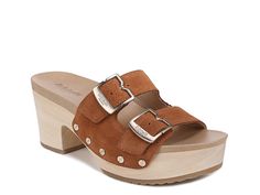 Dr. Scholl's Original Vibe Platform Sandal - Free Shipping | DSW Womens Slides Sandals, Everything Goes, Clog Sandals, Honey Brown, Platform Slides, Womens Slides, Brown Suede, Metal Buckles, Womens Heels