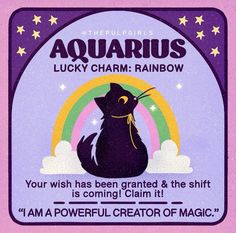 the label for aquarius lucky charm rainbow is shown in front of a pink background