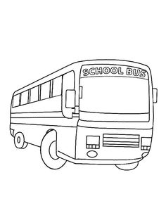 a black and white drawing of a school bus with the word school bus on it