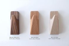 four different types of wood on a white background