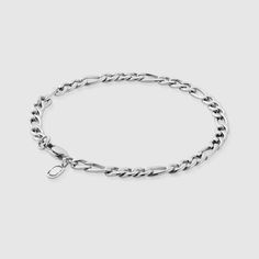 Figaro Bracelet (Silver) 5mm Silver Figaro Chain Link Bracelet, Silver Bracelet With Figaro Chain And Oval Link, Minimalist Silver Bracelet With Figaro Chain, Modern Silver Bracelet With Figaro Chain, Minimalist Silver Figaro Chain Bracelet, Silver Figaro Chain Bracelet, Figaro Bracelet, Green Skin, Bracelet Silver