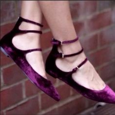 New Without Box Super Cute On Velvet Upper For True To Size If Not Bigger Super Cute To Dress Up Or Down Purple Dress Outfits, Purple Fall Wedding, Metallic Oxfords, Pink Ballet Shoes, Leopard Print Ballet Flats, Soft Loafers, Purple Sandals, Low Heel Flats, Purple Burgundy