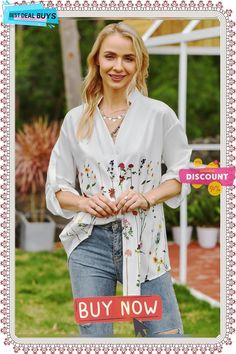 Floral-print Casual Floral Shirt Collar Tunic Blouse Floral Blouses, Floral Tunic, Loose Shirts, Women Shirts Blouse, V Neck Blouse, Tunic Blouse, Floral Shirt, Shirt Collar, Printed Blouse