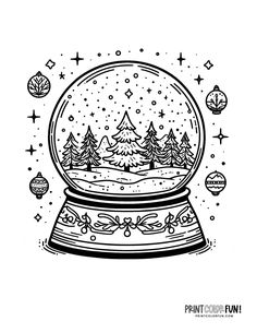 a snow globe with christmas trees inside