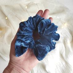 Delicate dyed silk velvet scrunchie with indigo blue colors extracted from plants making it a perfect natural hair accessory and gifts  If you like handmade accessories, botanically dyed with flowers, plants and fruits, this is your product, because they are perfect for you, they help prevent hair fiber breakage, tangles and many other qualities. In my dyeing process I have used local plants and seeds, it is more ecological, safe and gentler for the skin. All the leaves, flowers and seeds I use Indigo Blue Hair, Blue Hair Tie, Natural Hair Accessories, Velvet Scrunchie, Dyed Silk, Silk Hair, Hair Breakage, Hair Fibers, Flowers Plants