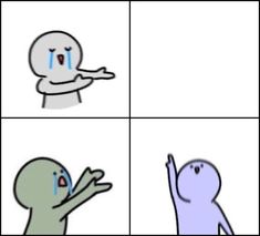 four cartoon images with different expressions on them, one is crying and the other has an alien