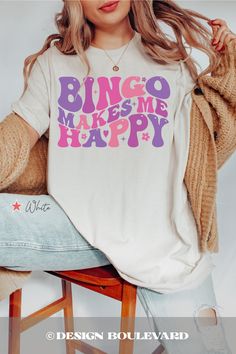 ✩ HAPPINESS GUARANTEE ✩ Be Happy or Your Money Back. Welcome to Stress Free Shopping. ✩ GET 40% OFF ✩ When you order 2 or more. Use discount code SAVE40TODAY ✩ PRODUCT ✩ Bella Canvas T-Shirts are made of ringspun cotton making them impressively soft and comfortable. (Heather colors are 52% cotton and 48% polyester) ✩ PRINTING ✩ We use DTG (Direct To Garment), an eco friendly printing process that produces vibrant and beautiful graphic tees.  ✩ PLEASE NOTE ✩ Our shirts are made to order. Because of this reason, we don't accept returns or exchanges. Please check our color and size charts carefully before placing an order.  ✩ CARE INSTRUCTIONS ✩ Turn shirt inside out. Machine wash in cold water, gentle cycle. Place in dryer on low temperature. ✩ PRODUCTION TIME ✩ ◇ 1-3 Business Days  ✩ SHIPPI Bingo Shirt Ideas, Funny Bingo, Gift Bingo, Bingo Night, Happy Shirt, Gaming Shirt, Make Happy, Make Me Happy, Discount Code