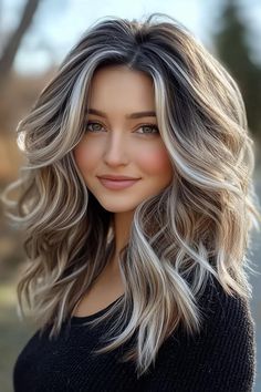 30 Chic Fall Hair Colors for Every Length Hair Dark Roots Blonde Ends, Blonde Hair To Brunette Before And After, Blended Gray Hair With Blonde Highlights, Blond With Root Shadow, Winter Hair Blonde Dark Roots, Dimensional Brunette With Blonde, Dark Roots To Blonde Hair, Full Highlights On Dark Hair, Brown And Ash Blonde Hair