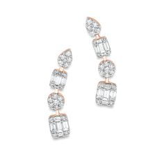 Ear crawlers earrings are the ultimate statement pieces, and these truly take the cake. They feature four diamond clusters in varying shapes that include two emerald cut baguettes, round and pear. *Sold Individually Ear Crawlers Earrings, Ear Crawler Earrings, Band Necklace, Diamond Cluster Earrings, Ear Crawlers, Crawlers Earrings, Cvd Diamond, Types Of Diamonds, Take The Cake