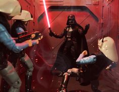 star wars action figures are shown in a scene from the movie, darth vader