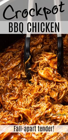 the crockpot bbq chicken is cooked and ready to be eaten