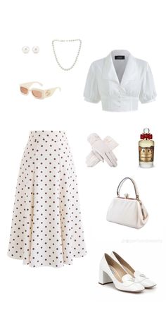 Classy 60s Outfits, 50s Outfit Ideas, 50s Summer Outfits, 1950s Fashion Aesthetic, Modern Royal Outfits, Vintage Outfits 30s, 50’s Outfit, Afternoon Tea Outfit, 1950 Outfits