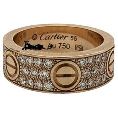 Brand: Cartier Model Name: Love Material: Rose Gold Metal Purity: 18k Stones: 66 diamonds Carat Weight: 0.77 ct Ring Size: 55 (euro) ; 7.25 (US) Ring Width: 6.5 mm Includes: Receipt of Purchase and Cartier Certificate Year Purchased: 2023 Designer Diamond Ring With Pave Setting For Formal Events, Luxury Diamond Ring With Accents, Luxury Diamond Ring With Pave Setting, Designer Brilliant Cut Diamond Ring For Anniversary, Designer Rose Gold Diamond Ring For Anniversary, Designer Rose Gold Rings For Anniversary, Luxury Diamond Ring With Vs Clarity For Anniversary, Designer Vvs Clarity Diamond Ring For Wedding, Designer Vvs Clarity Diamond Wedding Ring