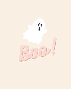 a ghost with the word boo spelled out in it's mouth and eyes, on a pink background