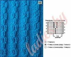 the knitting pattern is shown in blue yarn