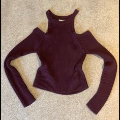 Never Worn! Burgundy Off Shoulder Crop Sweater. Size Small. Soft And Cozy Material, Cute To Pair With Leggings, Scarf And Boots In The Fall Or Winter! Accepting Offers And Bundles! Trendy Fall Tops For Going Out, Trendy Burgundy Top For Fall, Trendy Burgundy Tops For Fall, Trendy Tops For Going Out In Fall, Brown Tops For Date Night In Fall, Winter Long Sleeve Tops For Going Out, Trendy Brown Tops For Date Night, Long Sleeve Tops For Going Out In Winter, Burgundy Tops For Date Night In Fall