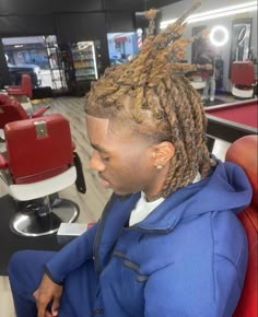 Dread Hair Colors For Men, Ombre Dreads Men, Dye Dreads Men, Color Locs Men, Drop Fade Locs, Locs Color Ideas Men, Red And Blonde Locs Men, Loc Colors For Men, Full Head Dreads Men