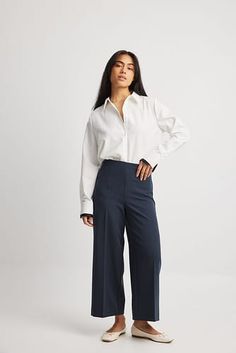 Culotte High Waist Pants Grey | NA-KD High Waist Pants, Waist Pants, Na Kd, High Waisted Pants, Stretchy Material, Side Zipper, High Waist, Straight Leg, High Waisted