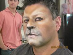 if Mr. Man wanted to join in....hahaha Cat Makeup Halloween Men, Male Cat Makeup, Lion Costume Men, Mens Cat Costume, Mens Lion Costume, Crow Makeup, Animal Halloween Makeup, Lion Costume Diy