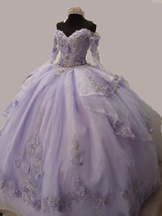 Long Sleeve 15 Dresses, Quinceanera Dresses Violet, Long Sleeve Quince Dress, Light Purple Quince Dresses, Purple Quince Dress, Lilac Quinceanera Dresses, Vestido Color Lila, Lavender Quinceanera Dresses, Purple Quinceanera